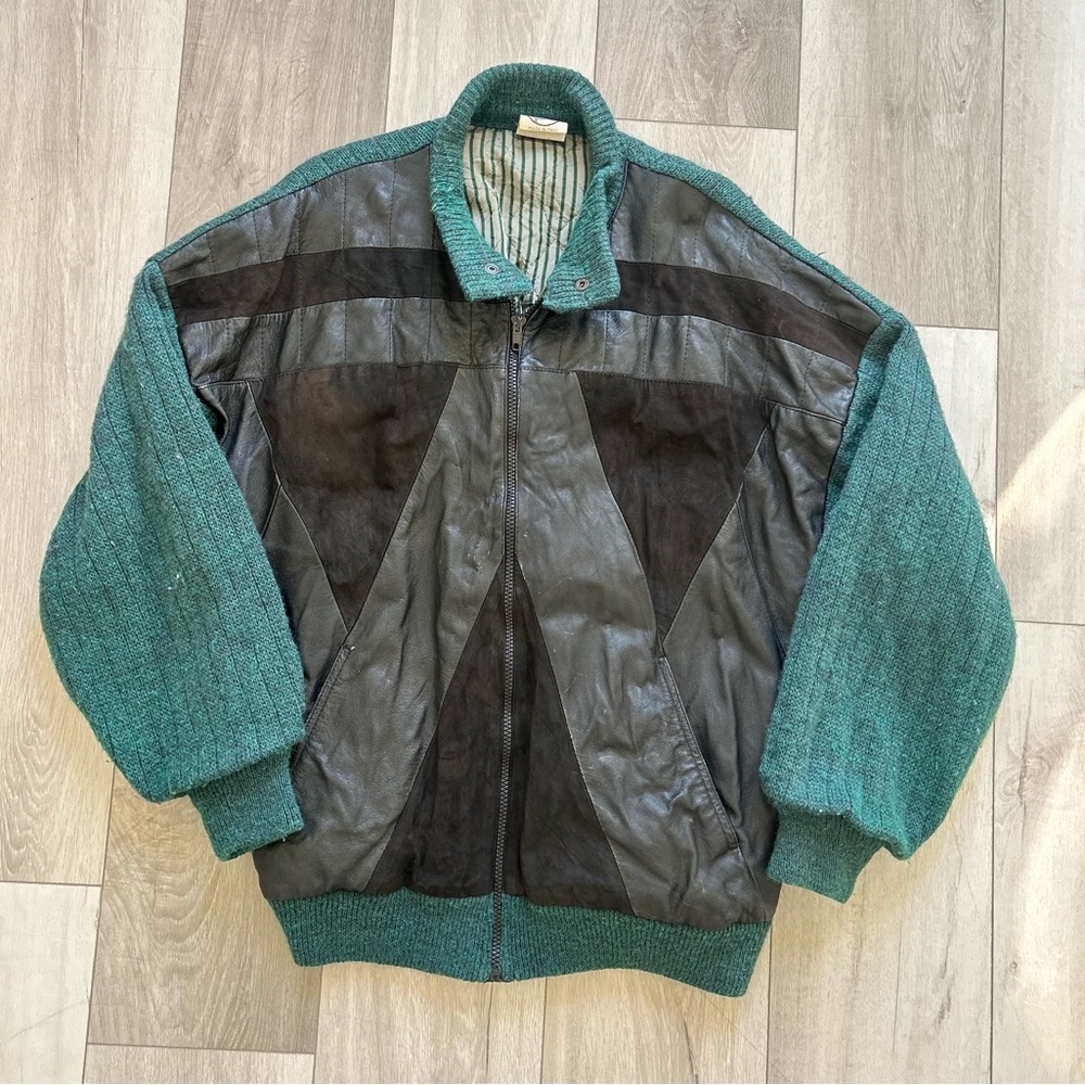 Vintage 80's Wool Blend Men's Jacket Made In Italy Size Large Lampo Zipper